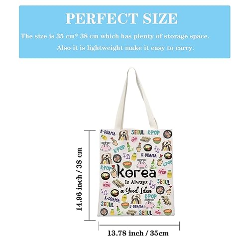 JTOUK South Korea Travel Vacation Trip Souvenir Gift Korea Bachelorette Trip Gift South Korea Travel Accessory Bag for Korea Girls (Good Idea Korea Tote EU) - Image 2