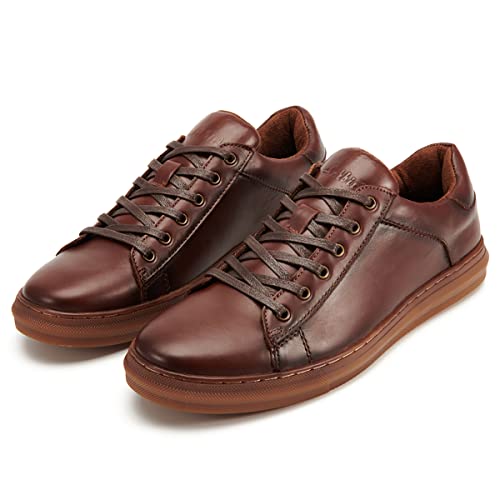 Men's Fashion Sneaker Shoes Plain Toe Casual Oxford Walking Shoe For Men Coffee Brown Size 10.5 #TOP4