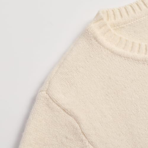 Women's Striped Knit Long Sleeve Ruffle Sweater Ribbed Crew Neck Pullover Sweater3