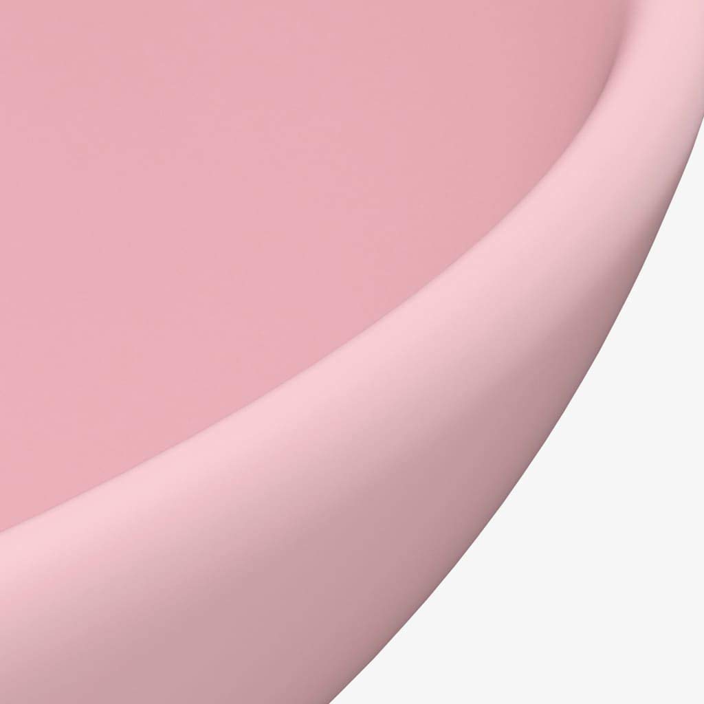 vidaXL Lavabo Rond de Luxe de Salle de Bain Vasque à Poser de Toilette Lave-mains Salle Cosmétique Intérieur Rose Mat 32,5x14 cm Céramique