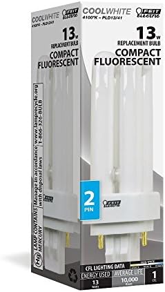 Feit Electric 13W PL GX23-2 Fluorescent Light Bulb, Cool White 4100K, 780 Lumens, Non-Dimmable CFL, 10,000 Hours Lifespan, Compact Replacement for Wall Sconces & Accent Lighting, PLD13/41 image 5