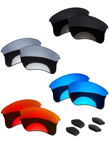 Image of OOWLIT 4 Pairs Replacement Sunglass Lenses & Nose Pads Compatible with Oakley Flak Jacket XLJ OO9009 Polarized