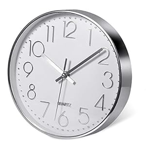 Delgeo Premium Silver Wall Clock, Wall Decoration, Modern Silent Wall Clock for Home Office Kitchen,25cm