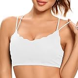 SHEKINI Damen Gepolstert Bustier BH Nahtlos Ohne Bügel Spaghettiträger Cross Back Design Push up BH Sport Bra Top für Yoga Fitness Schlaf-BH
