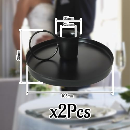 Bougeoirs en Fer Forgé Noir 2 Pièces, Décoration De Style Rétro, Ameublement, Adapté Aux Tables À Manger Et À La Création D'Atmosphère. – Image 3