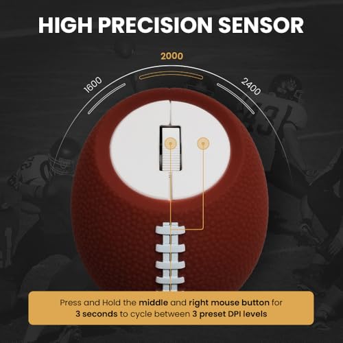 Image of Sports 123 Addition Bluetooth Mouse with 2.4 GHz & BT 5.3 Dual Wireless, 6 Buttons, C-Type Charging, RGB Lights, Connect 3 Devices, Ergonomic Design for Laptop, Smartphone, Tablet (Modern Rugby)