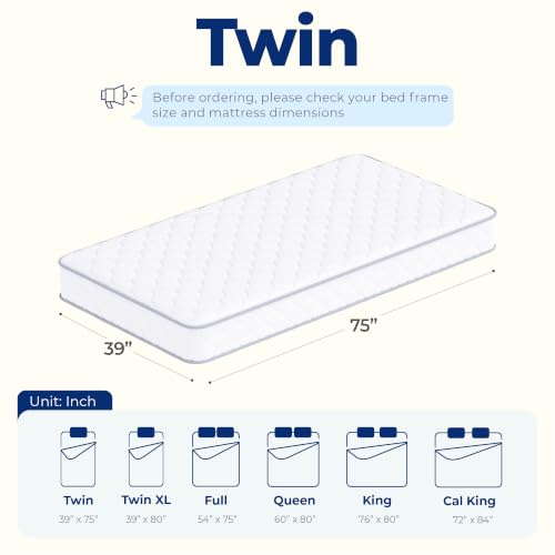Image of Neo Sleep Twin 6 Inch Cool Hybrid Mattress with Innerspring Coil Support | Pressure Relief, Medium Plush Feel, Even Support, Durable Support, Anti-Slip Bottom, Fiberglass Free, CertiPUR-US Certified