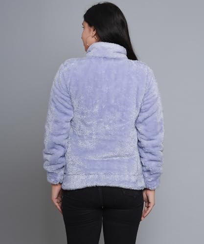 Image of Women's Ultra-Soft Plush Fleece Winter Jacket with High Neck & Full Front Zipper | Warm Cozy Fur Coat for Casual, Travel, Outdoor & Daily Cold Weather Wear