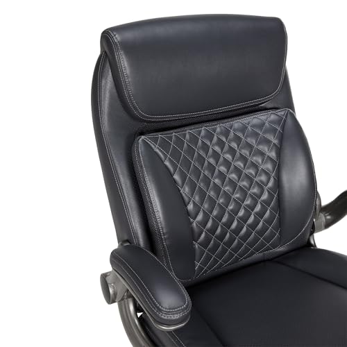 Image of Amazon Basics Ergonomic Executive Office Chair with Adjustable Lumbar Support, Flip-up Arms, Height Adjustable, 360 Rolling Swivel, Computer Desk Chair, Grey Leather