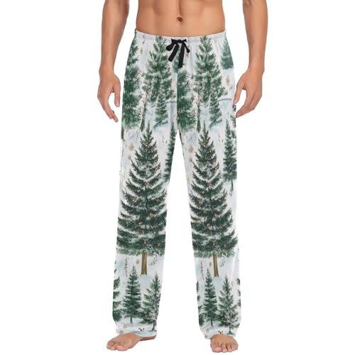 Men's Pajama Pants Winter Forest Christmas Sleep Pajama Lounge Pant with Pockets, Elastic Waistband