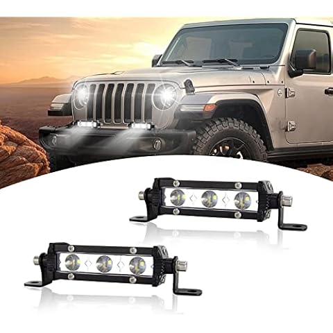 SKYWORLD 4inch Single Row LED Work Light Bar 15W Spot Beam Lights Bar 6000K Car Lamp for Truck Offroad Driving Lamp Vehicles Atvs Utvs Waterproof 1PCS Cover