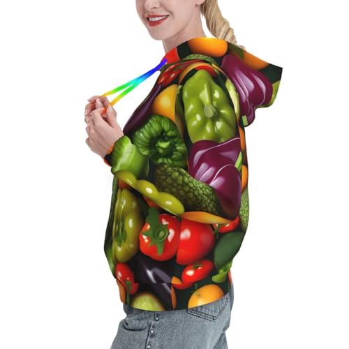 Sweat à capuche graphique fruits et légumes : le cadeau d'automne idéal pour femme
