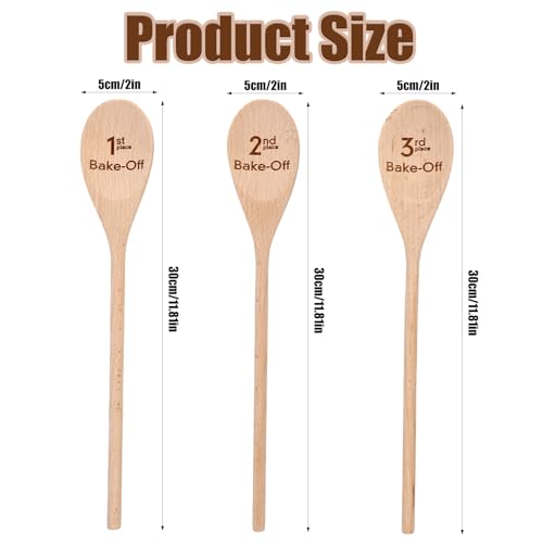 Fukaisu 3stk Holzlöffel Auszeichnungen, 30cm 1. 2. & 3. Platz Backwettbewerb Trophäen Kochwettbewerb Geschenke Lustige Trophäenpreise für Lebensmittel-Backwettbewerb Partyzubehör