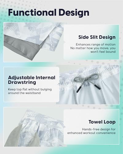 Image of maamgic Mens Workout Shorts 2 in 1 Stretch 5 inch / 7 inch Gym Shorts Running Shorts with Compression Liner Zip Pocket