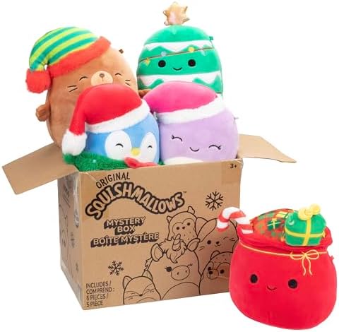 Squishmallows 5″ Plush Christmas Mystery Box, 5-Pack – Assorted Set of Various Styles – Official Kellytoy New 2023 – Cute and Soft Holiday Squishy Stuffed Animal Toy – Great Gift for Kids