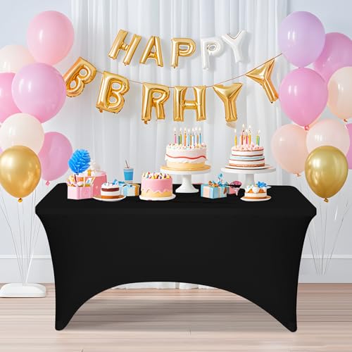 2 Pack 6 Feet Black Spandex Tablecloth for Rectangular Tables, Fitted & Stretch, Washable, Wrinkle Resistant, Perfect for Event, Wedding, Party, Banquet, Cocktail, Festival, and Table Protector - Image 3