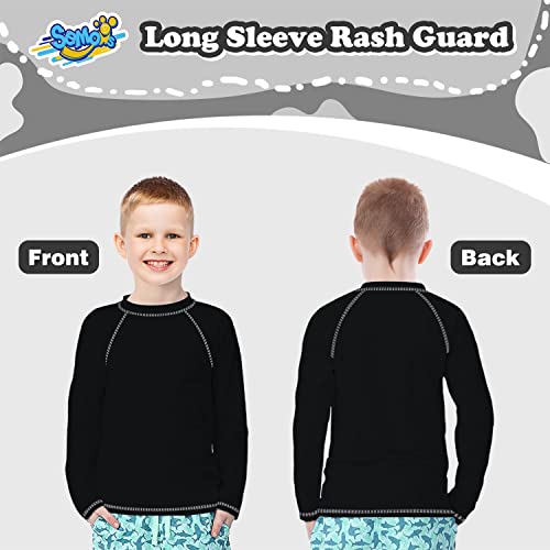 Boys Rash Guard Black Swim Shirt Long Sleeve For Toddler Kids 2T Rashguard Water Shirt Upf+ 50 Swimming Shirt #TOP3