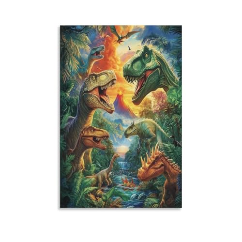 Impression sur toile dinosaure KAYZTGSDA 50x75 cm pour décoration murale moderne