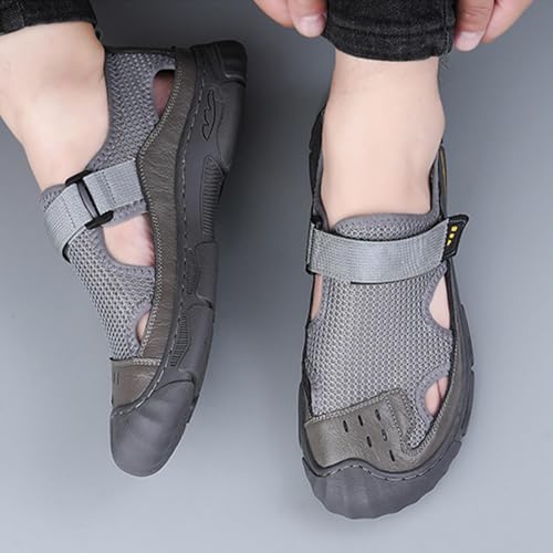 Fashion Men's Handmade Sandals, Closed Toe Hiking Sandals, Hollow Out Backpacking Beach Shoes4