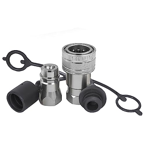 Image of 1 /4 ISO A Hydraulic Hose Caps and Plugs Air Coupler Cover Male Dust Cap & Female Plug Cover, Quick Disconnects Air Hose Cover Port Plug Fittings with Retention Ring Keeps Cap Attached to Hose (Black)