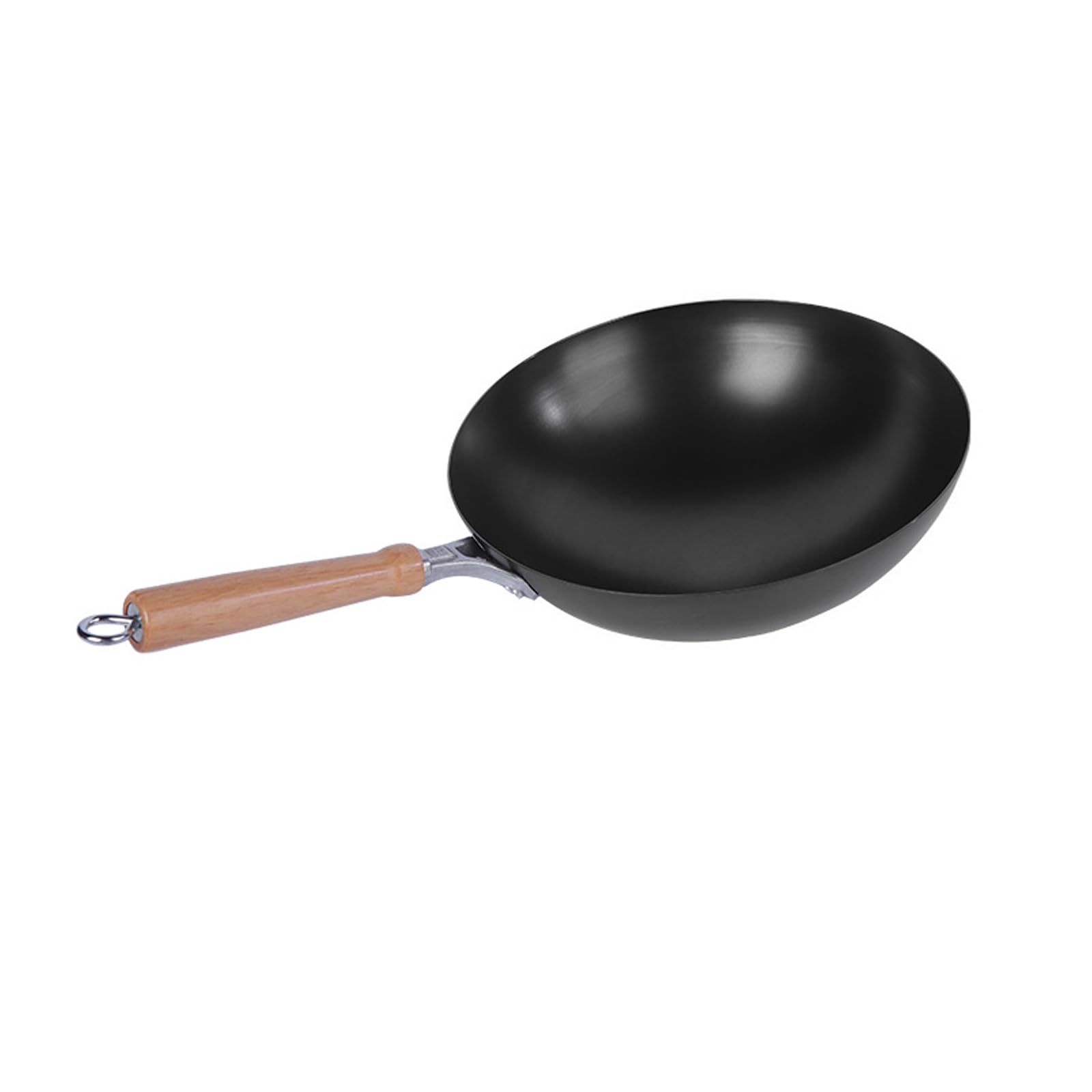 Wok in acciaio al carbonio martellato a mano, 30 cm, in acciaio al carbonio, per induzione, elettrico, gas, alogeno, tutti i fornelli