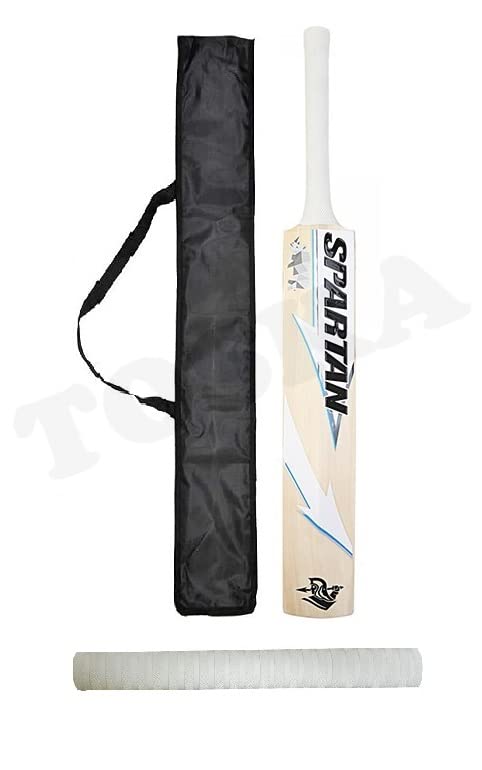 TOSKA Full Size Tennis Ball Spartan Cricket Bat & One Grip & Bat Cover for Rubber/Plastic/Cosco Ball (Men|Women) (White Blue) (B09VZR4737) Amazon Price History, Amazon Price Tracker