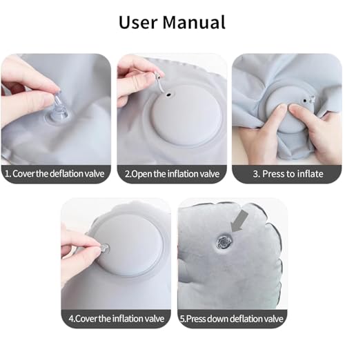 Almohada inflable de viaje 49 cm x 32 cm portátil miniatura 4