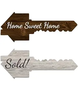 Real Estate Sold Sign | Extra Large Key Shaped | Double Sided | Real Estate Photo Props for Agents and New Home Owner | Real Estate Agent Gift and Closing Gift for Buyers (Home Sweet Home/Sold!)