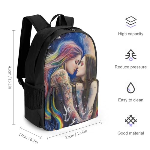Supdreamc Men Women Polyester Goth Gothic Lace Love Lgbt Lesbian Pride Daypack Backpack Large Capacity Carry On Bag With Smooth Zippers for Hiking Picnic Walking Cycling2