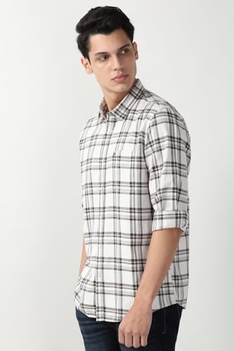 Image of Peter England Men's Checkered Shirt | 100% Cotton