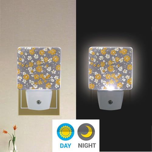 Lámpara de noche sensor LED color amarillo floral miniatura 4