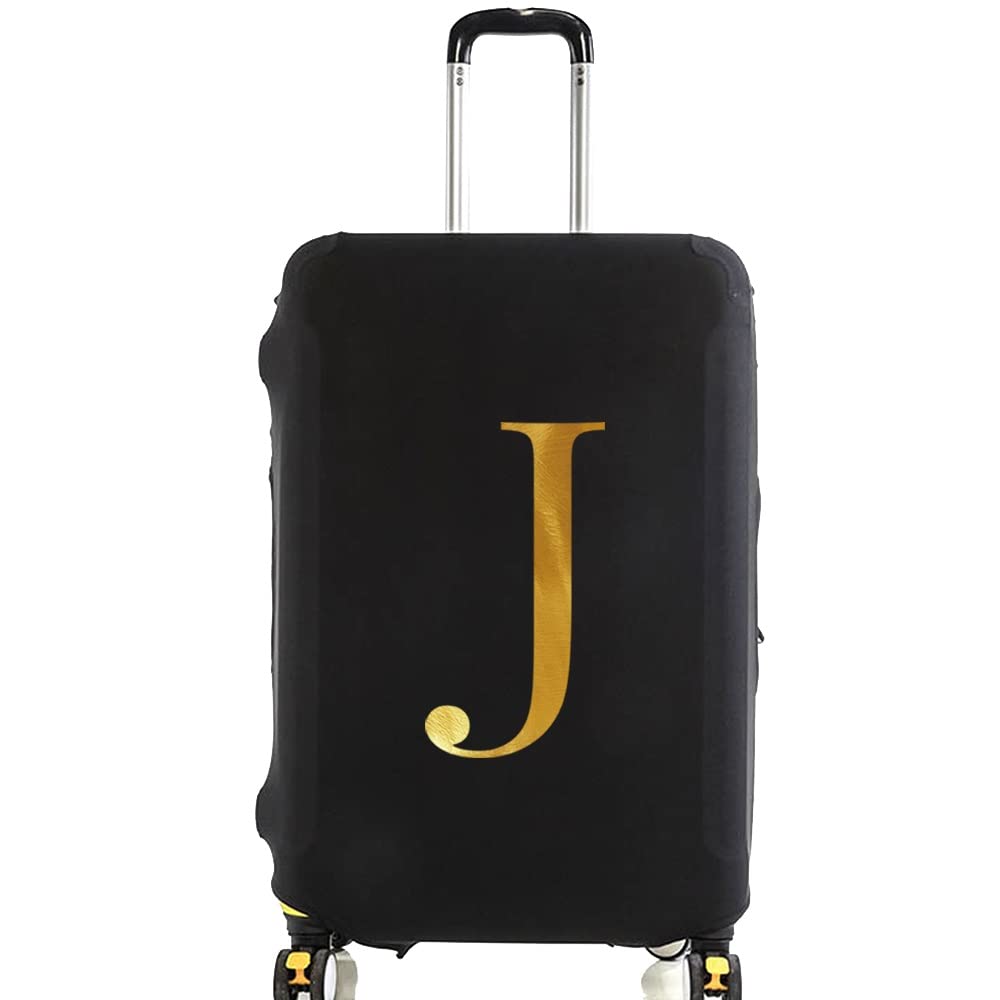Initial Letter Printed Design Travel Trolley Case Cover Protector Washable Suitcase Cover Luggage Storage Covers for 18-28 Inch Luggage Cover (gold J, L (26-28 inch Luggage))