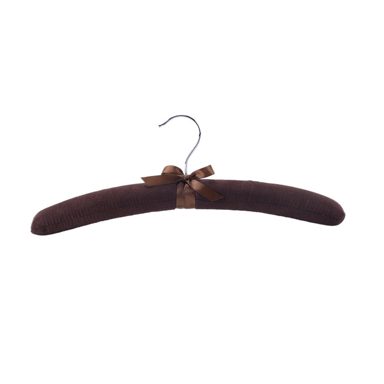 Satin Padded Hangers 5/10pcs Satin Padded Hanger Wood Sponge Coat Cloth Hangers for Clothes(Brown,5pcs)