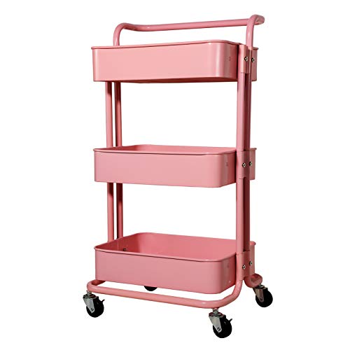 CXIA Carro de Almacenamiento 3 Niveles,Carro Organizador Servir rodante pr�ctico,con asa extra�ble Ruedas bloqueables Organizar Estante, Hogar Cocina Dormitorio Garaje Oficina, 4 Colores(Color:CX-03)