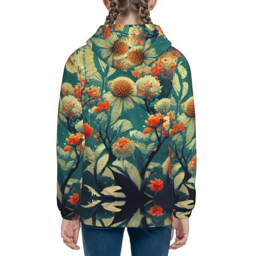 Flowers Underwater Kids Pullover Hoodies Boys Sweatshirts Girls Athletic Clothes with Pocket4