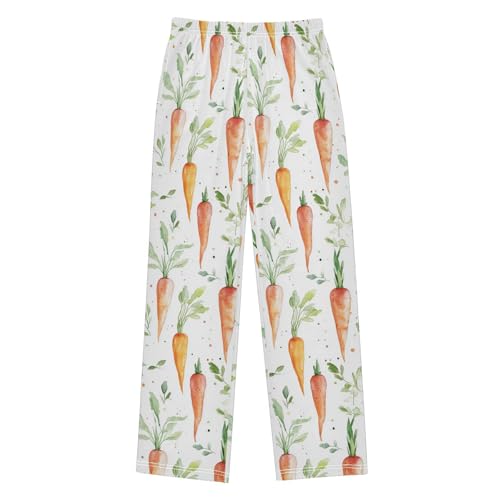 Pajama Bottoms, Pajamas Pant Watercolor Carrots Lounge Wear Casual Vegetables Sleep Long Pants Soft Pjs Sleepwear