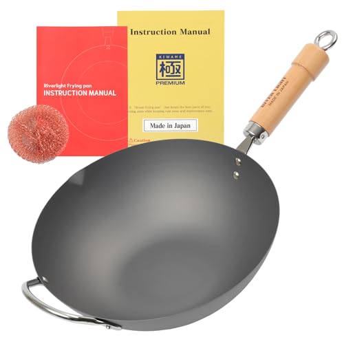 Riverlight KIWAME PREMIUM Beijing pan Wooden Handle Peking Wok Beijing Wok (Beijing wok 11.8inches (30cm))