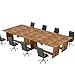 Tribesigns 12FT Conference Table, Modern Meeting Seminar Table for 12-14 Person, Rectangular Solid Executive Business Furniture Boardroom Desk for Office (Set of 2, Light Brown)