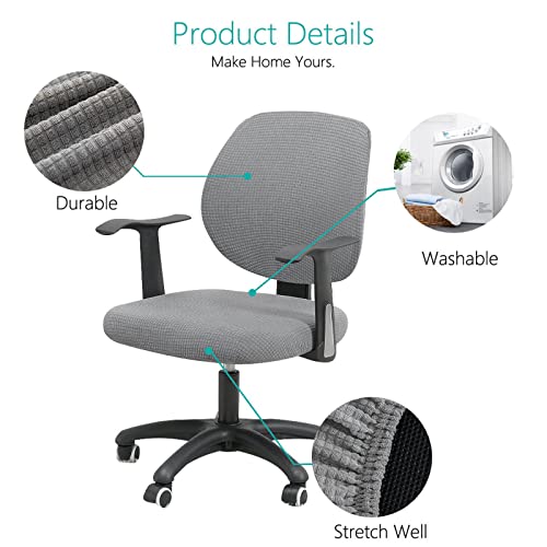 Housse de chaise ordinateur extensible fauteuil de bureau gris lavable déhoussable - 4
