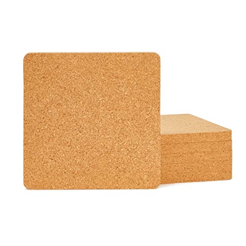 Juvale Cork Trivets for Hot Pots and Pans - Square Cork Hot Pads for Kitchen Counter, Dining Table (7x7x0.5 Inch) - 6 Pack - Square Placemats
