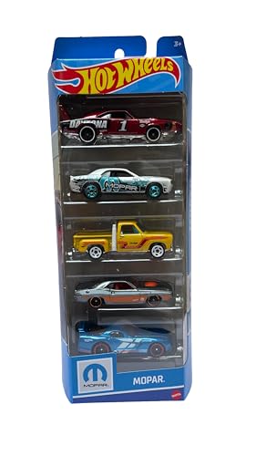 Image of Hot Wheels Car 2024 Mopar Pack of 5 (2008 Dodge Challenger SRT8, 1970 Dodge Hemi Challenger, Dodge Viper GTS R, 1978 Dodge LI'L Red Express Truck, 1969 Dodge Charger Daytona) Multi - Color