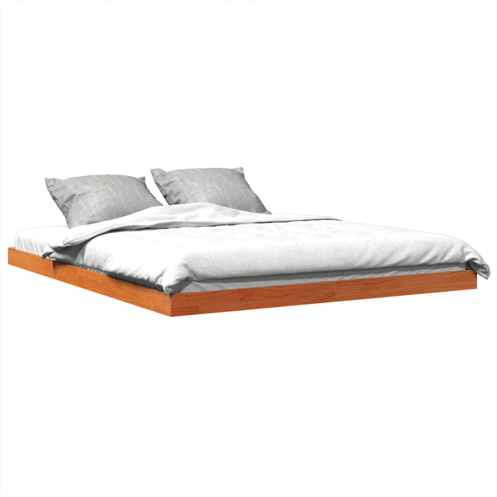 vidaXL Massivholzbett, Holzbett Bett für Schlafzimmer, Bettgestell Bettrahmen mit Lattenrost, Doppelbett Modernes Design, Wachsbraun 160x200cm Kiefer