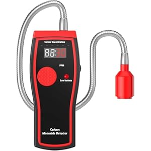 Carbon Monoxide Detector, 12 Inch Long Bendable Sensor, Alarms Battery Operated, Handheld Carbon Dioxide Detector Portable, Tick Tock Beep, Lighted Warning 3 in 1 Detector for Camping, Home & RV