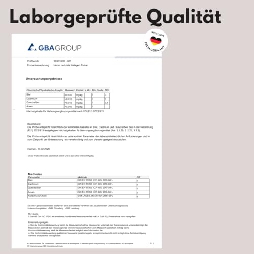 Grassgefüttertes Collagen Pulver 1500g (1,5 KG) - Hochdosiert & Geschmacksneutral Kollagen Hydrolysat Pulver, Peptid Typ 1 & 3 - Kollagen Peptide - Abgefüllt und getestet in Deutschland