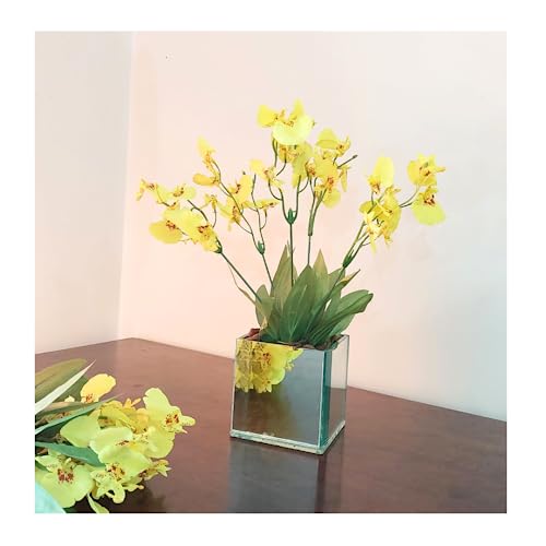 Arranjo de Orquídeas artificiais em vaso espelhado