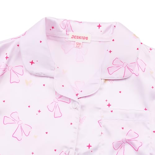 JESKIDS Girls Boys Satin Pajamas Sets Kids Silk Sleepwear Summer Nightwear 4-13 Years4