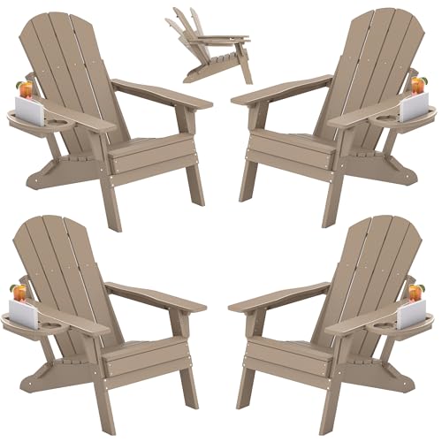 FOOWIN Folding Adjustable Adirondack Chair Set of 4,HDPE Adirondack Chair