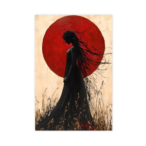 Silhouette femme gothique poster déco murale salon et chambre