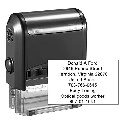 Custom Stamp Self Inking,Personalised Stamp,75 x 38 mm,8 Lines of Text Rubber Stamps for Teachers,Kids,Nurses,Doctors,Business,Card Making with 4 Optional Ink Colors-Black,Red,Blue,Green Cover