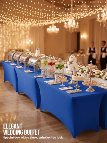 Image of Utopia Kitchen 6Ft 10 Pack, Royal Blue Tablecloth for Rectangle Tables - Fitted Table Cloth Washable & Wrinkle Resistant Bulk Event Hospitality Wedding Banquet Corporate Functions Use